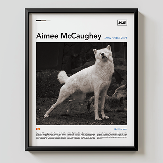 Amiee McCaughey Army National Guard Veteran - Rising Wolf - 11"x14" Poster - Frame Not Included