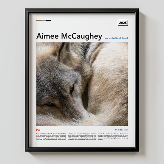 Amiee McCaughey Army National Guard Veteran - Resting Wolf - 11"x14" Poster - Frame Not Included